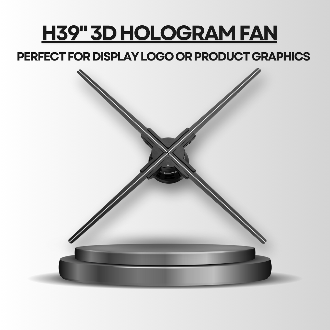 39-inch 3D hologram fan creating large-scale LED holographic visuals for exhibitions and events