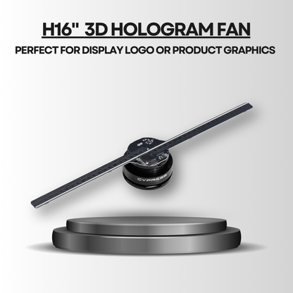 16-inch 3D hologram fan displaying floating LED visuals for advertising and brand promotion